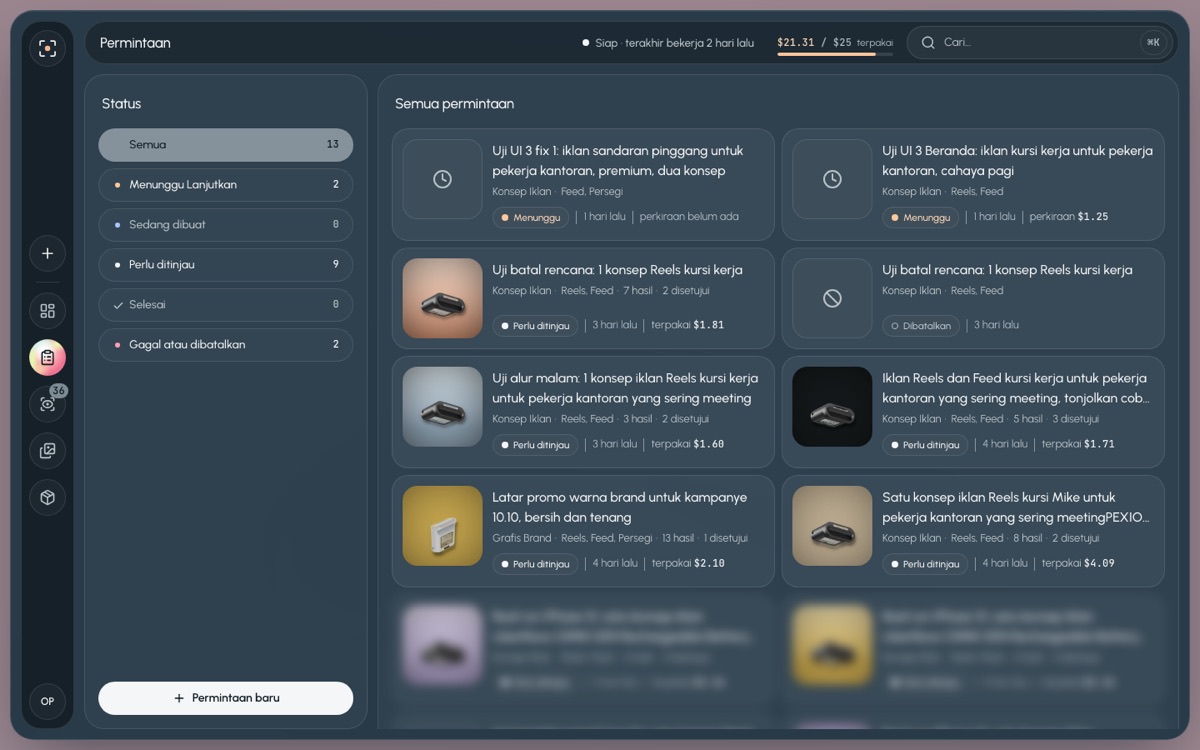 Permintaan di desktop