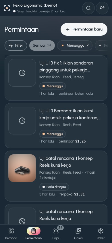 Permintaan di HP