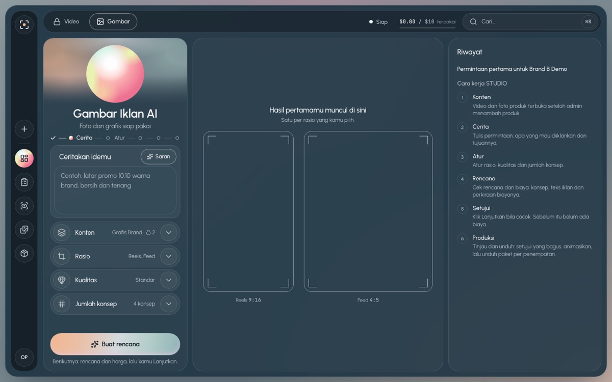 Beranda pertama kali di desktop