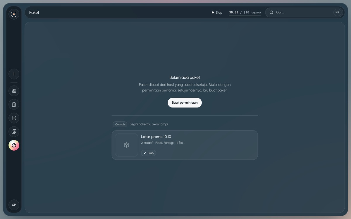 Paket kosong di desktop