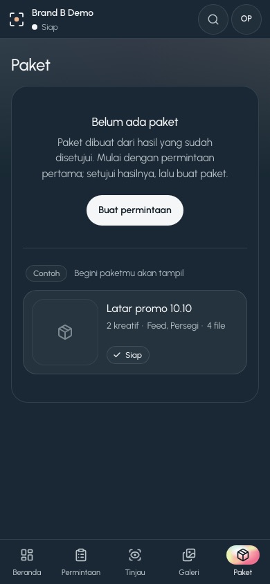 Paket kosong di HP