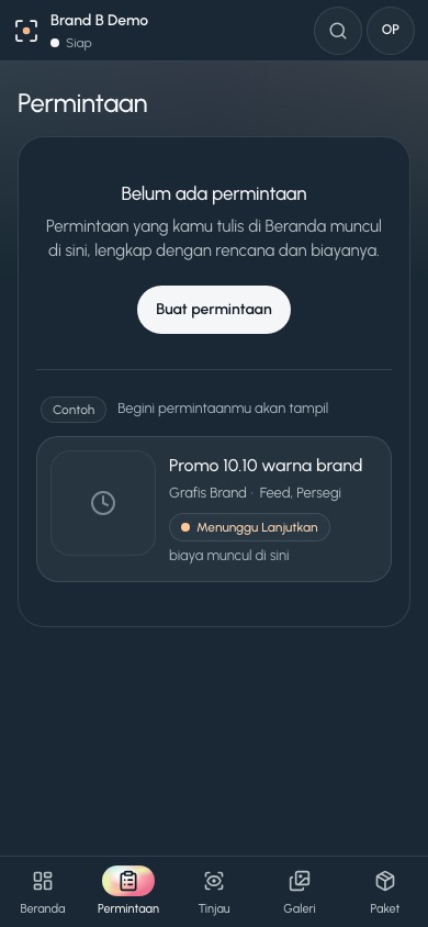 Permintaan kosong di HP