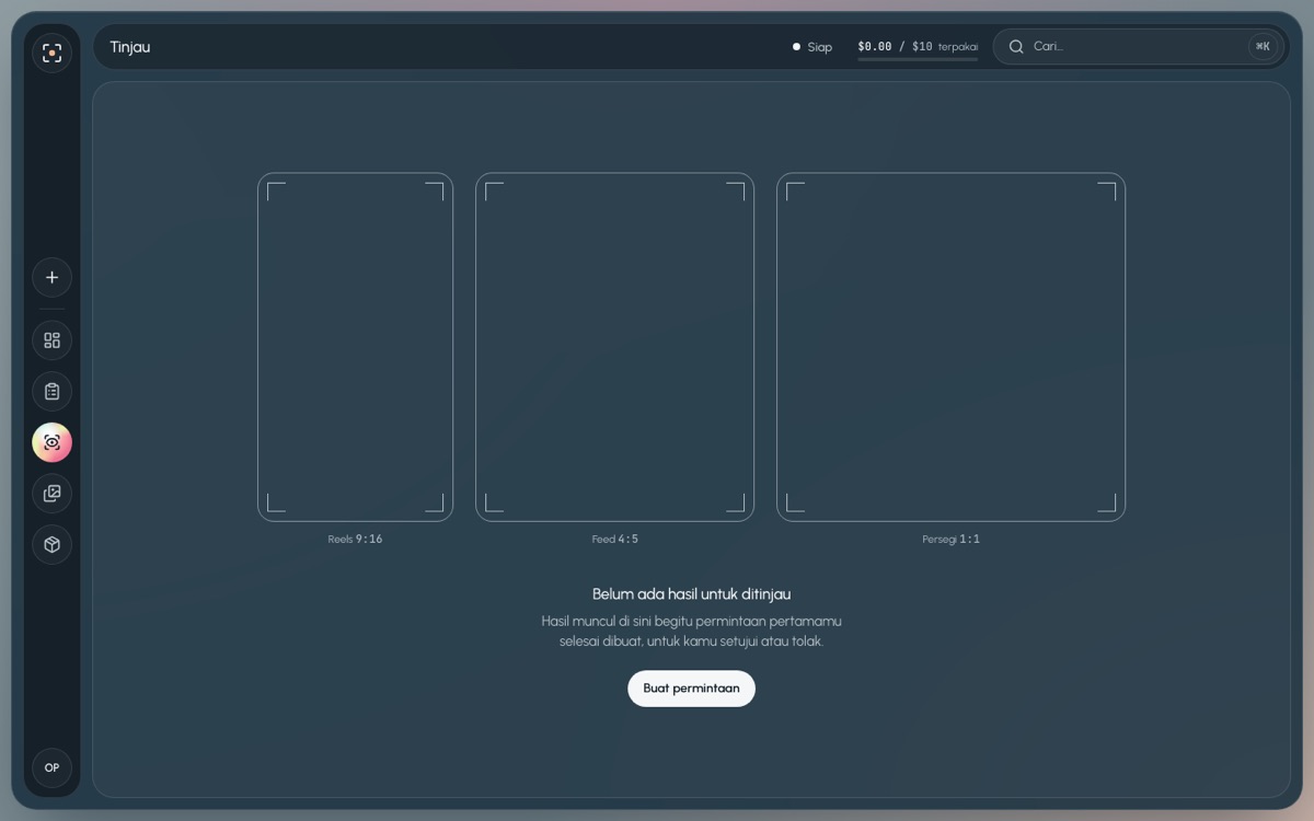 Tinjau kosong di desktop