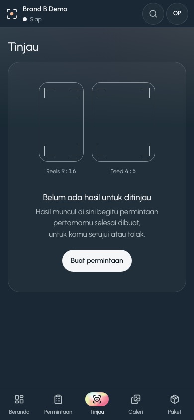 Tinjau kosong di HP