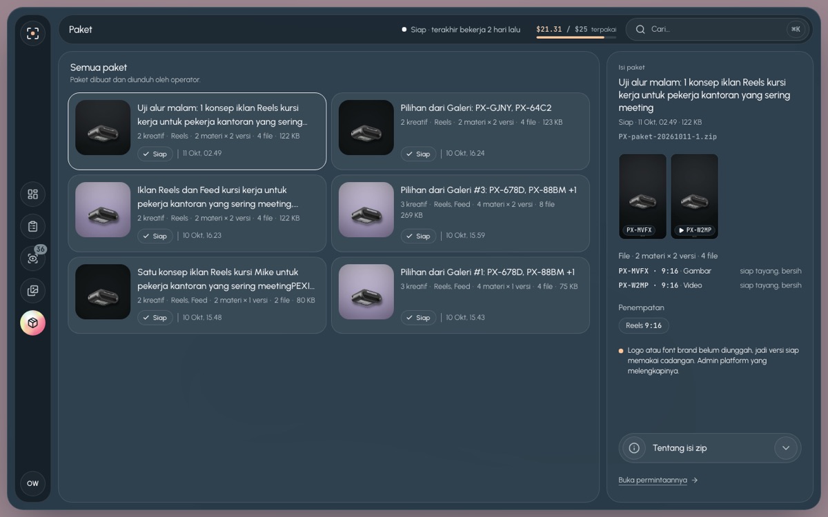 Paket pemilik di desktop
