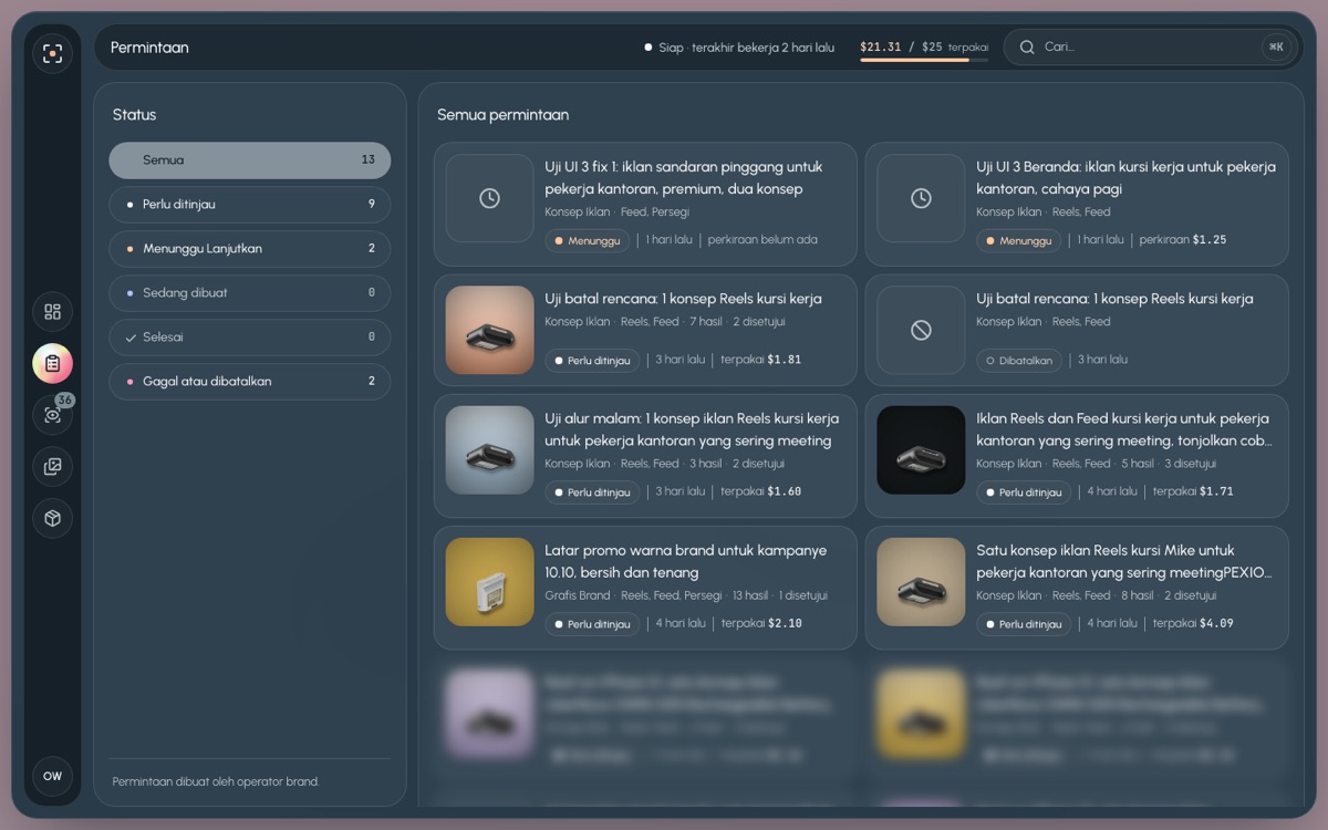Permintaan pemilik di desktop