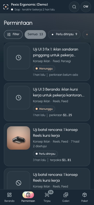 Permintaan pemilik di HP